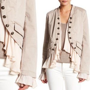 NWT Free People Ruffles Romance Military Jacket